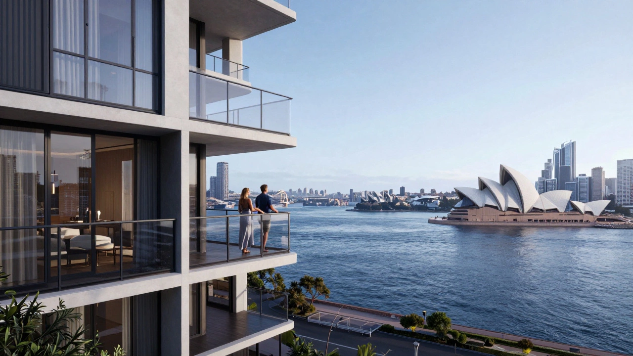 Luxury Sydney apartment with harbor view, stable investment scene