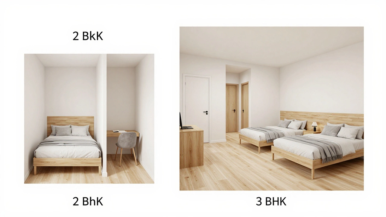 Comparison of 2 BHK and 3 BHK apartment layouts