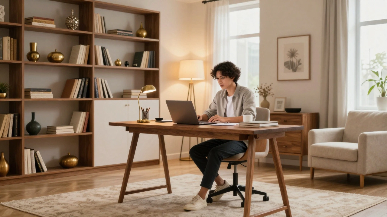 Home office setup in a second bedroom for remote work