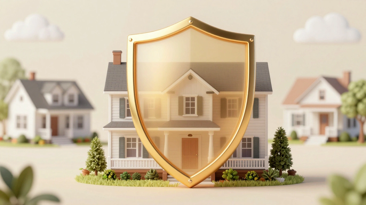Illustration of a home protected by a shield symbolizing homestead tax exemption.