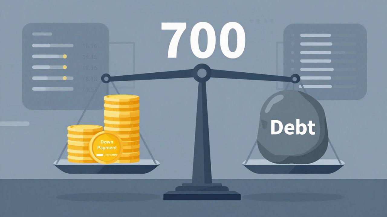 Balance scale illustrating debt vs income for loans