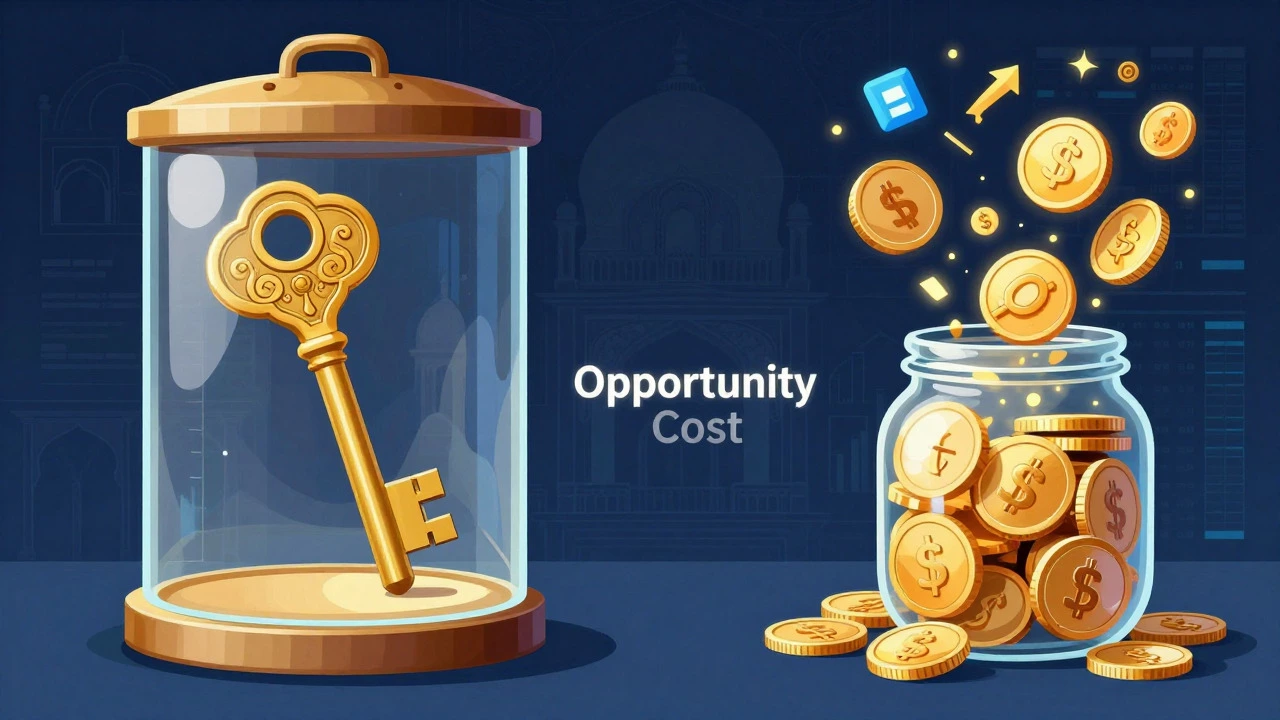 Golden key in vault vs flowing investment coins