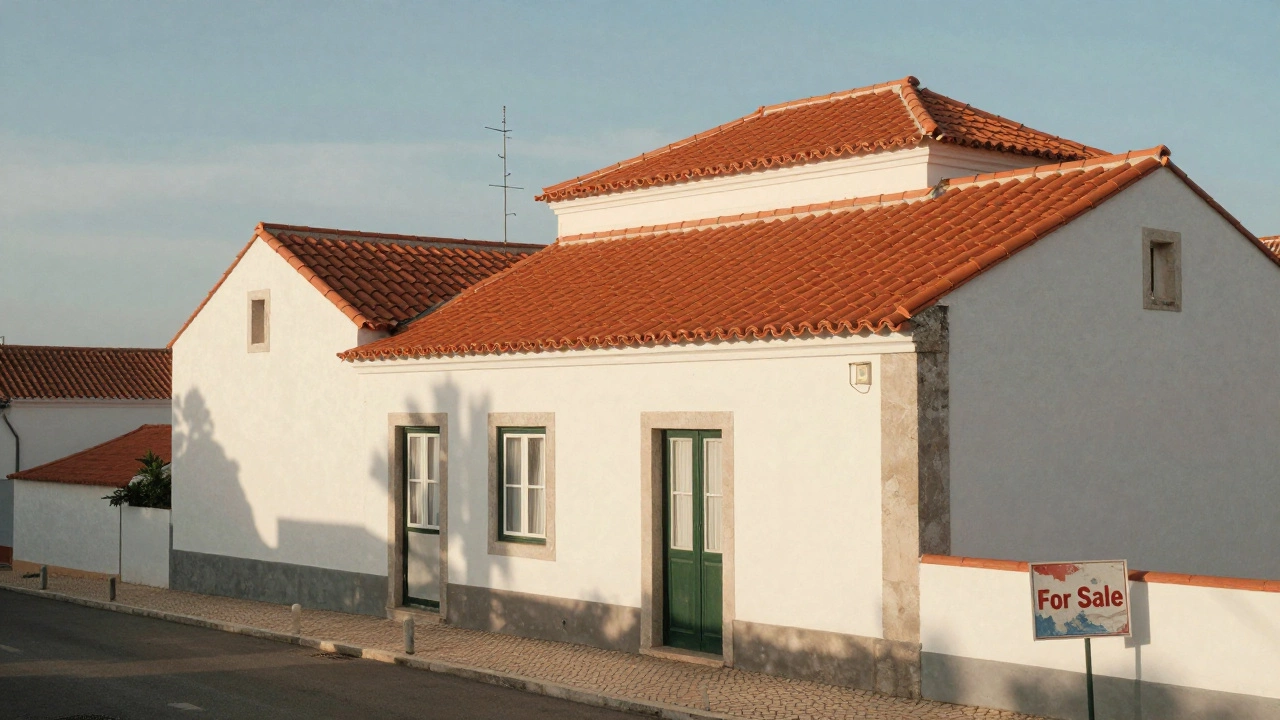Quiet luxury apartment building in Southern Europe with for sale sign