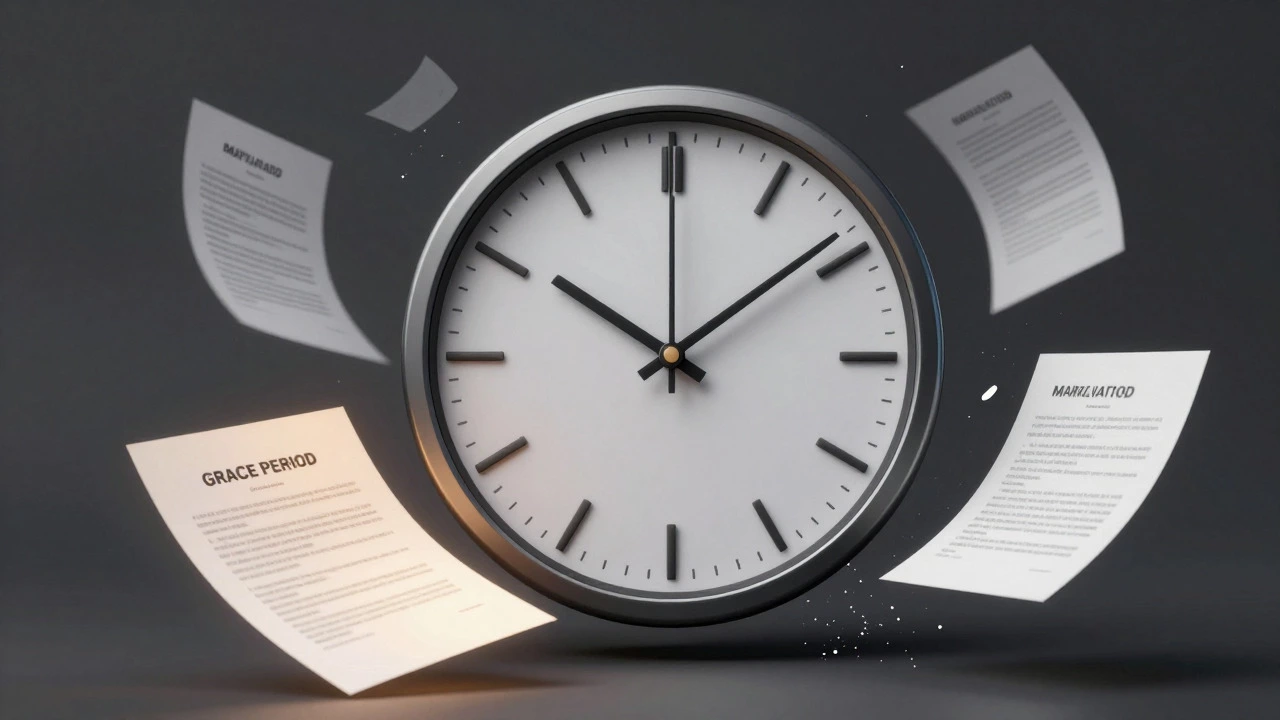 Clock striking midnight with fading legal papers around it