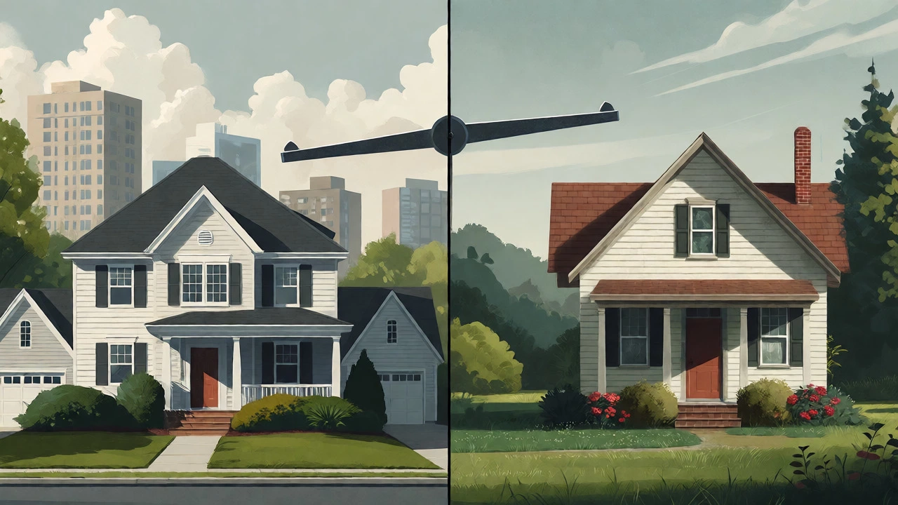 Visual comparison of urban and rural Virginia homes