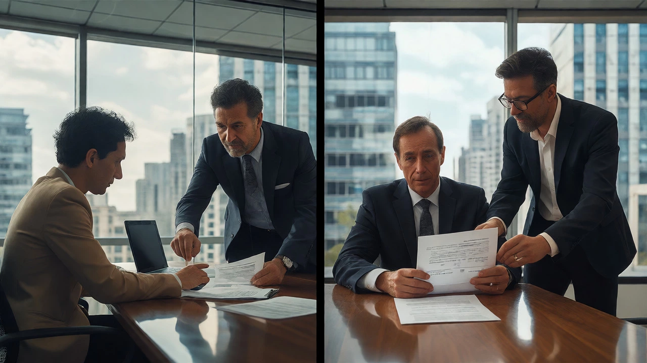 Split view comparing a stressful solo lease negotiation with a supported one led by a tenant rep broker.
